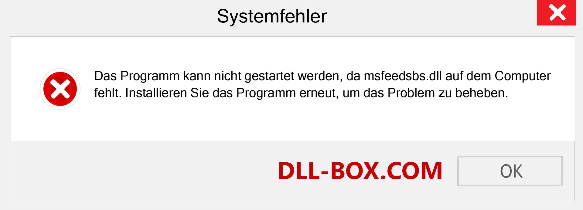 msfeedsbs.dll-Datei fehlt?. Download für Windows 7, 8, 10 - Fix msfeedsbs dll Missing Error unter Windows, Fotos, Bildern