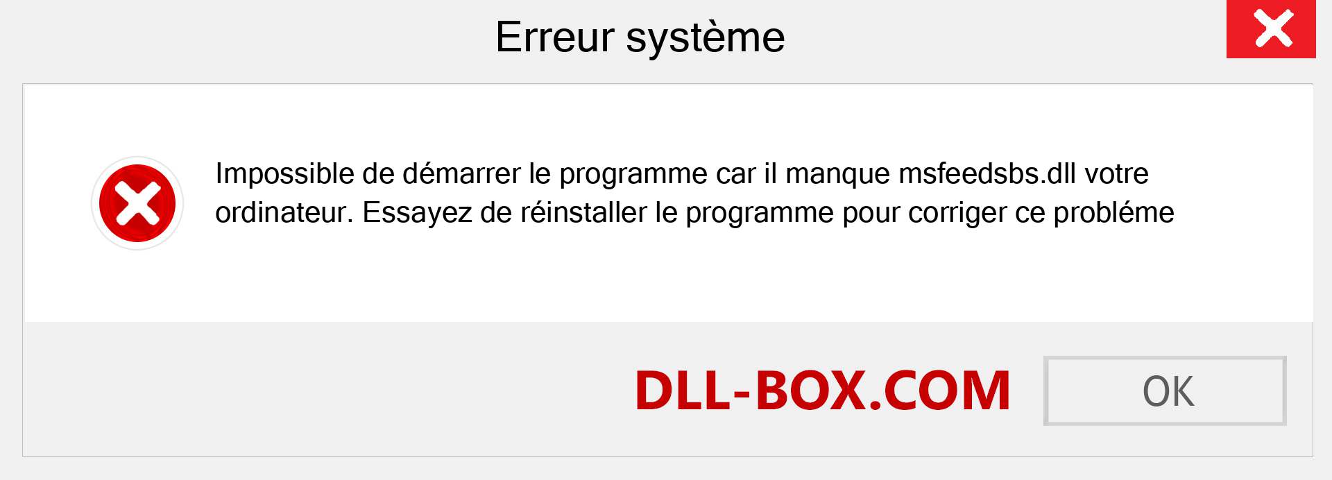 Le fichier msfeedsbs.dll est manquant ?. Télécharger pour Windows 7, 8, 10 - Correction de l'erreur manquante msfeedsbs dll sur Windows, photos, images